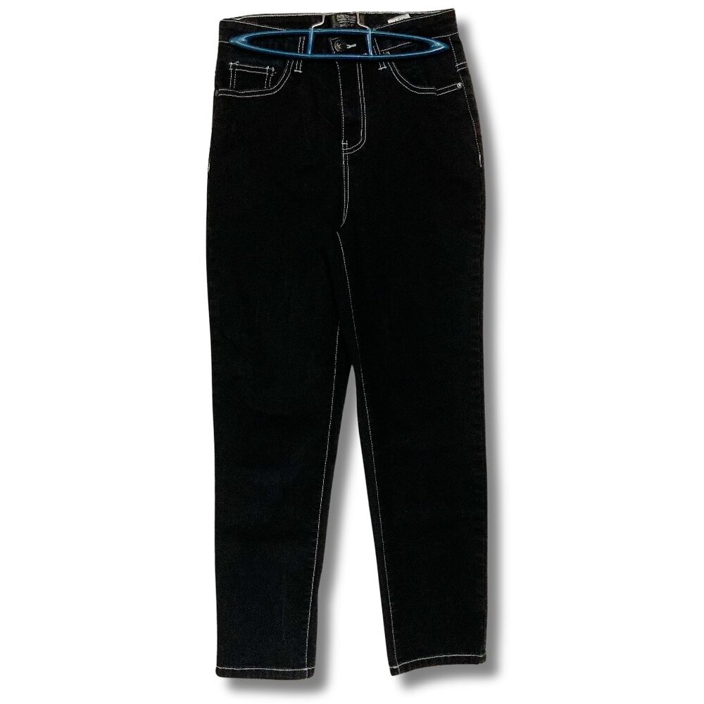 MONKEY RIDE JEANS Black straight narrow leg jeans w/ contrast stitching XS SMALL